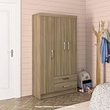 MOBI Ropero Closet Armario Armable de Madera Lavanda – 3 Puertas 2 Cajones Color Castaño- Largo...