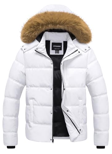 Image of Men's Puffer Jacket Winter Coat Puffy Parka with Fur Hood Waterproof & Windproof Shell Fleece lining 4 Pockets