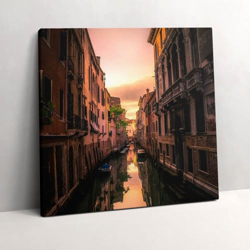 Décoration murale salon avec le grand tableau 60x60cm Wallfluent vue du canal