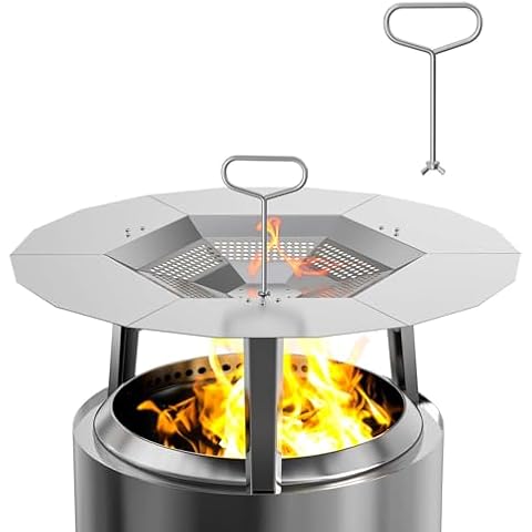 Outspark Handle Compatible with Solo Stove Yukon Bonfire Canyon Ranger Heat Deflector,Stainless Steel Handle Accessory for Fire Pit Campfire Stove Heat Diffuser Cover