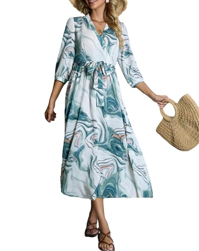 Image of Women's Elegant Floral Dress Coll. (All-Seasons) - Sleeveless /Short /Midi, V-Neck Ruffle, Fashion Casual Party Dresses