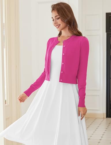 Image of LETDIOSTO Cropped Cardigan Bolero Shrug for Women, Button Down Long Sleeve Knit Sweater for Dresses,for Jeans, XS to XL