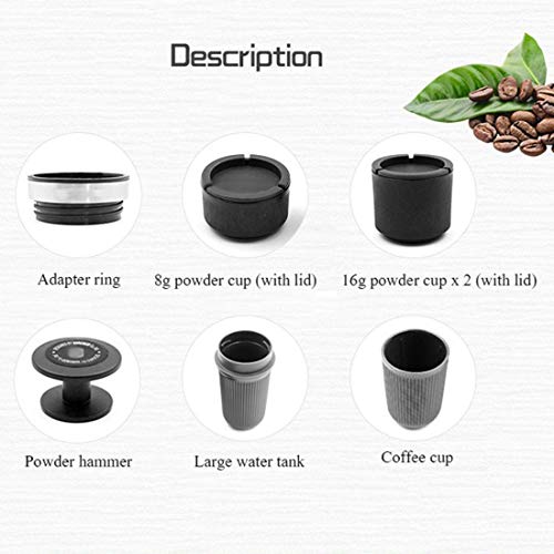 BXU-BG Cafetera portátil Manual del café express de la máquina Compatible with café molido y Nanopresso Cápsula… - Imagen 6