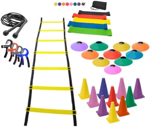 Kit Treino Completo Escada 7 Degruas 10 Cones 10 Chapéus 5 Faixas...