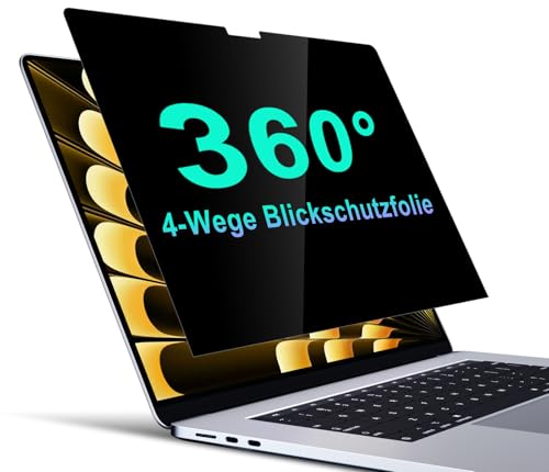 STARY 360° Blickschutzfolie für MacBook Air 15 Zoll (2023-2026,M2,M3,M4,M5),4-Wege Sichtschutz Folie,Selbstklebende Anti Spy Anti Blendfrei & Anti-Blaulicht Laptop Sichtschutzfilter