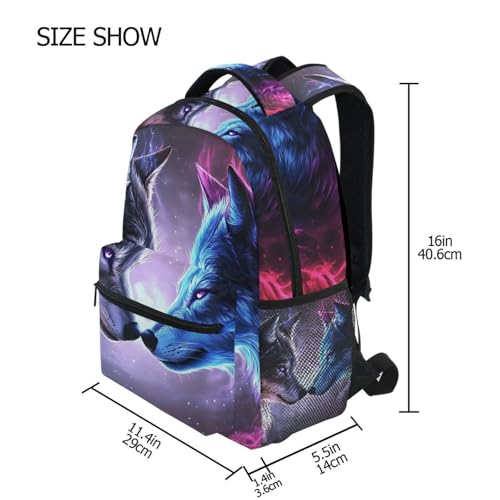 Wolf Head Fantasy Backpack Daypack Shoulder Bag Book Bag Lightweight Back Pack 12 ×16.9 Inch4