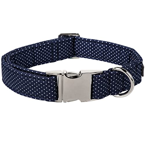 Lionet Paws Boy Dog Collar, Comfortable Adjustable Cute Navy Blue Collar With Metal Buckle For Male Dogs Gift, Small, Neck 10-16 Inches #TOP21