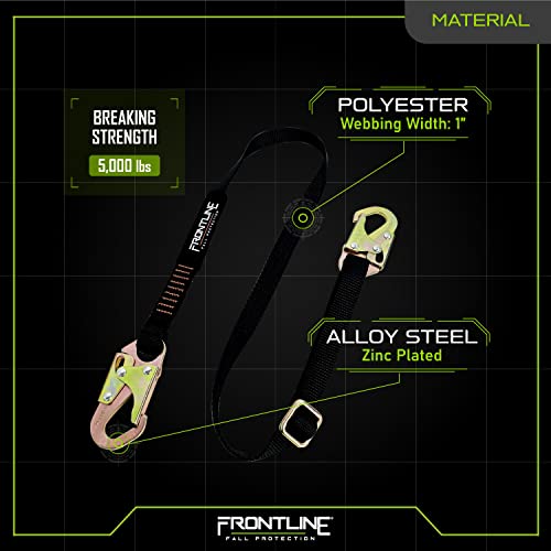 Image of FRONTLINE FALL PROTECTION LPO61SADJ Combat 6' Positioning Adjustable Restraint Lanyard | Workers | Shock Absorbing | ANSI Z359.13 & OSHA Applicable Standards