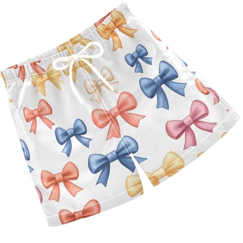 Pigsaly Boys Swim Trunks Colored Bows Watercolor Boys Board Shorts Swimsuit Swimwear Summer Bathing Suit 5T Multicolor