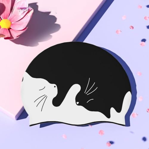 Adult Silicone Swimming Caps Cute Print Elastic Waterproof Swim Cap for Men Women Pool Beach Surfing Hair Ears Protection