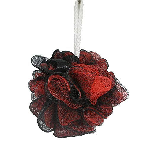 1 Pcs Bath Sponge Shower Rich Bubbles Loofahs Brush Body Wash Scrubber Mesh Soft Puff (Red)