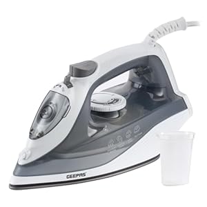 GEEPAS Steam Iron | Clothes Dry & Steam Press | 35s Fast Heat-Up, Vertical Steaming | Nonstick Soleplate & Adjustable Temperature | 210ml Water Tank with 0.5g/Steam Output | 2 Year Warranty 1750W Grey