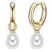 Produktbild Valero Pearls Damen-Creolen Sterling Silber 925 gelbvergoldet Süßwasser-Zuchtperlen weiß - Ohrhänger für Frauen in Gelbgold-Farben mit Süßwasser-perle