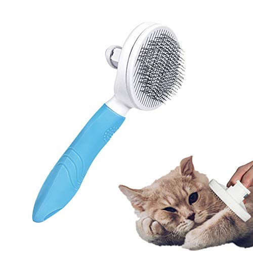 Cat Hair Brush Pet Grooming Brush, Dog Shedding Brush for Short Hair Dogs, Self Cleaning Slicker Brush Tool for Pet, Removes Tangles, Loose Hair
