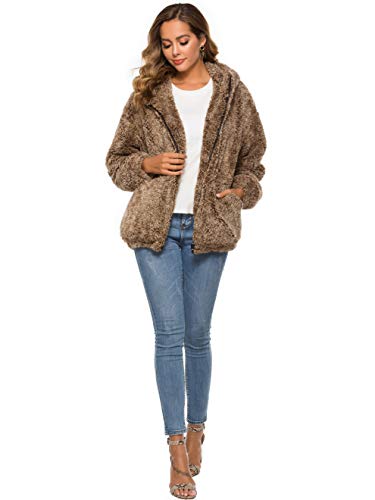 ANRABESS Women Long Sleeve Zipper Sherpa Fleece Sweatshirt Soft Fade Fleece Pullover Outwear Coat A115kaqi-S