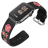 FENICHI Cinturini in pelle per Apple Watch 44 mm 38 mm 40 mm 41 mm 42 mm 45 mm 49 mm Personalità Ricamo Elegante Braccialetti Per iWatch Serie 8 7 6 5 4 3 2 1 se Ultra Band Donna Ragazza Signora