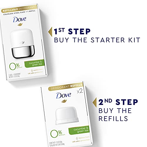 Dove Deodorant Refills Refill Kit 0% Aluminum Cucumber & Green Tea Aluminum Free Deodorant 1.13 Oz #TOP3