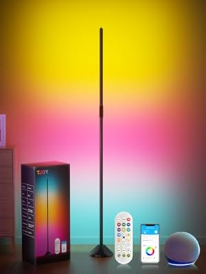 TJOY LED Floor Lamp RGB+IC, Smart Corner Lamp Work with Alexa&Google Home,1200LM, Modern Floor Lamp with 16 Million DIY Colors, Music Sync, Color Changing Lamp,Timer, for Living Room Bedroom,1 Pack