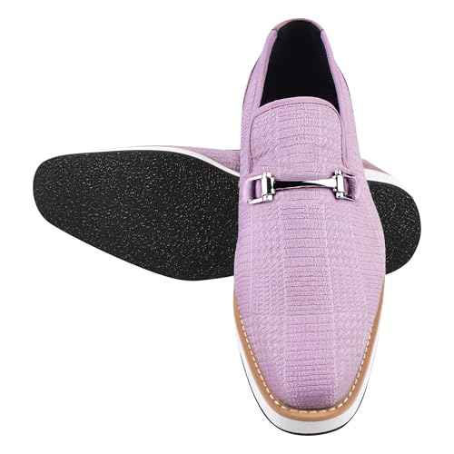 Image of LIBERTYZENO Mens Tuxedo Canvas Textile and Suede Leather Noble Loafers and Slip On Wedding Party Shoes for Easter Gift