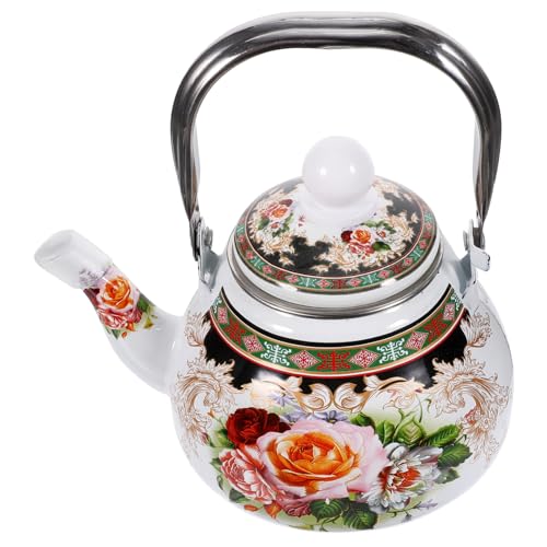 Healifty Tetera De Esmalte Floral Teteras Decoración Retro De Cocina