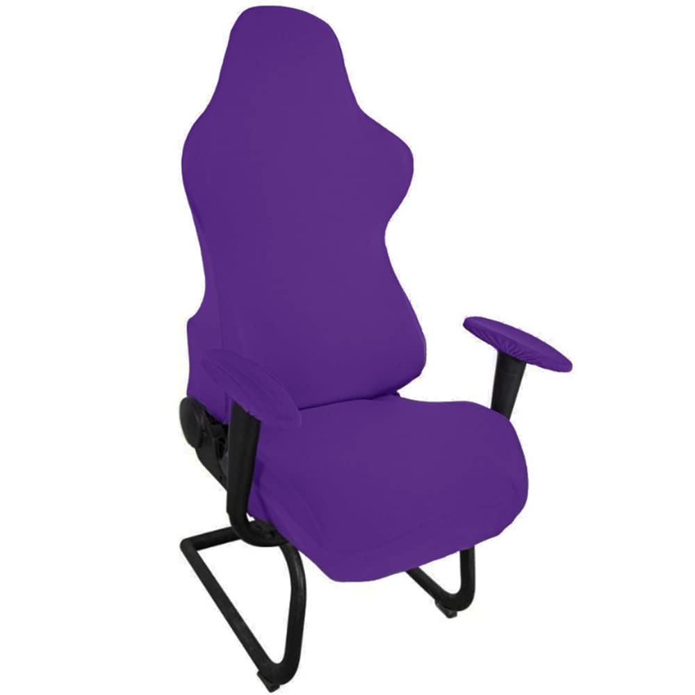 Highdi Dark Purple Stretchable Gaming Chair Covers, Computer Office Chair Cover Stretch High Back, Spandex Gaming Armchairs Protector For Racing Chairs, Game Chair (One Size,)