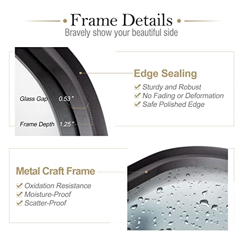 Howofurn Wall Mount Mirror, 24X36 Rectangular Bathroom Mirror, Black Vanity Mirror, Vertical & Horizontal Hang, Ideal For Bedroom, Bathroom, Living Room #TOP6