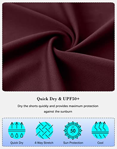 Image of SANTINY Women's High Waisted Swim Shorts with Pockets UPF50+ Long Board Swimming Shorts for Women with Liner