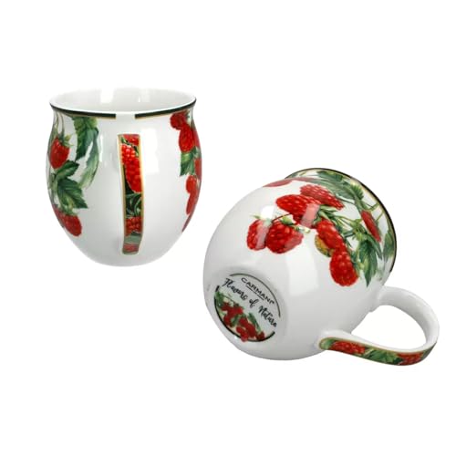 CARMANI - Grande tasse tonneau pour thé, café, chocolat chaud dans une boîte cadeau, décorée avec des baies de rapsberry, 450 ml – vue 3