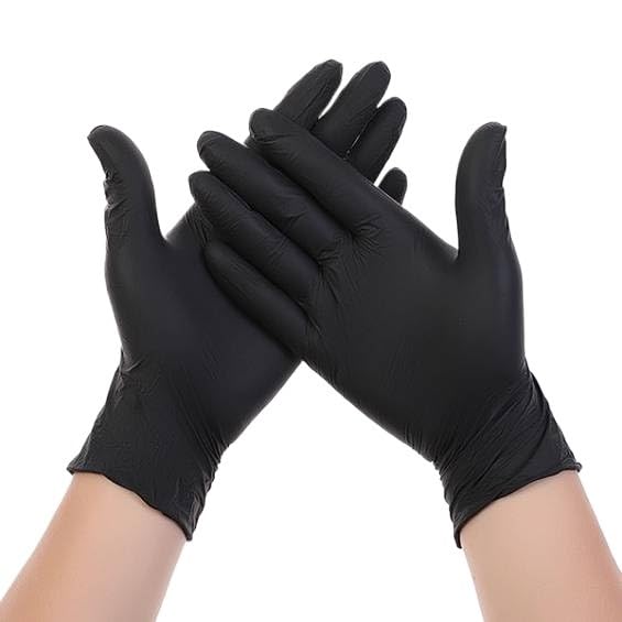 20/50/100 pezzi Guanti monouso in nitrile neri senza lattice di sicurezza livello industriale for la pulizia, meccanici, tatuaggi automobilistici(Black 100PCS,L)
