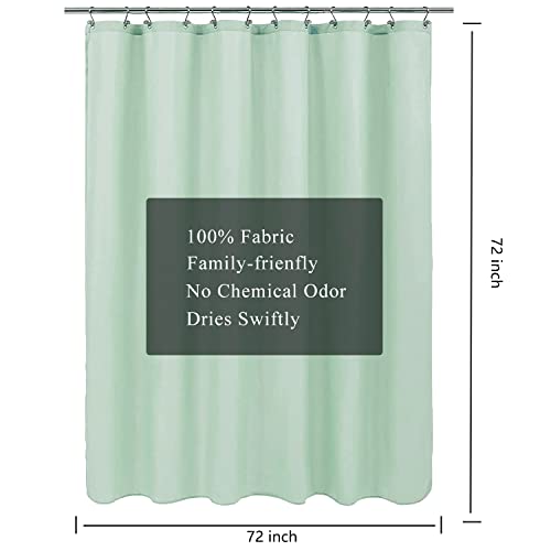 Image of LLSCL Apple Green Fabric Shower Curtain Liner with Magnets, Waterproof Hotel Quality, 72 x 72 Machine Washable