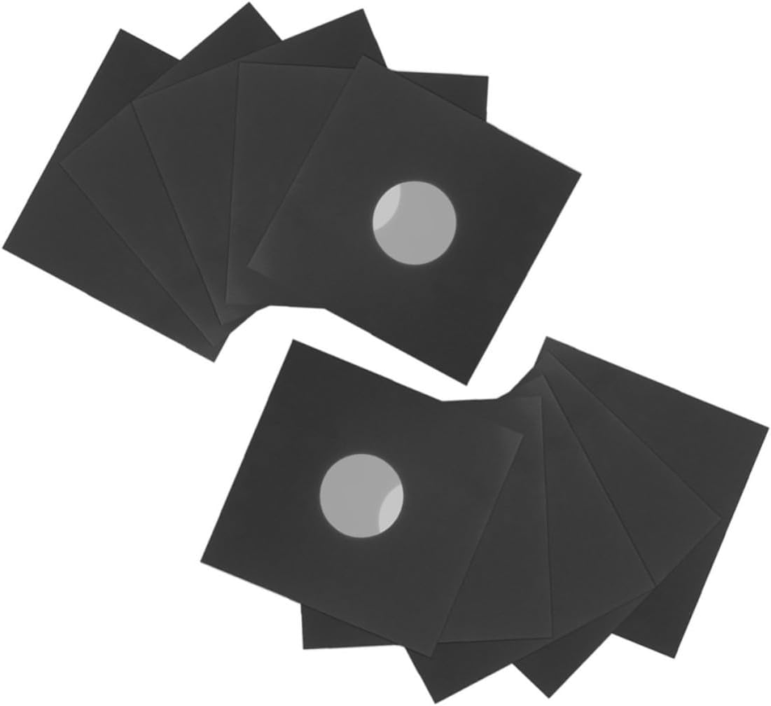 Vinyl Record Sleeves Protective Covers Inch Kraft Paper Black 10pcs | Sturdy Po Lining, Wear-resistant Design, Convenient Handling, Album Jacket Storage