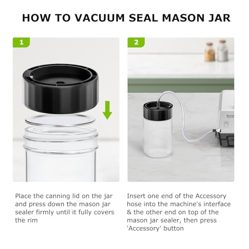 Bonsenkitchen Vacuum Sealer Machine with Mason Jar Sealer Kit | Compact Food Sealer for Kitchen Storage & Meal Prep | Multiple Modes | External Vacuum System & 40 Vacuum Bags, Silver