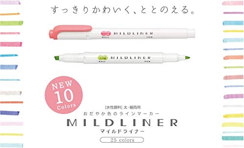 ZEBRA MILDLINER Highlighter pen markers, 2-Pack (WKT7-N-5C / WKT7-5C-HC) 10 Color Set with Original vinyl pen case - Thumbnail 6