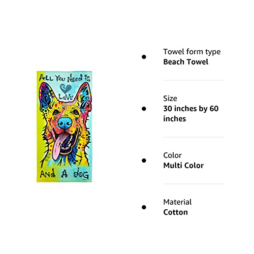Dawhud Direct Colorful Dog Beach Towel For Men, Boys, Girls, Kids, Women, Dog Bath Towel Print 30" X 60" Pool Towel Super Soft Plush Cotton Dog Towel - Dean Russo German Shepherd #TOP4
