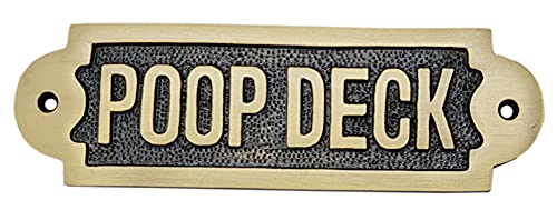 Adonai Hardware Türschild aus Messing mit Aufschrift "Poop Deck", zweifarbig, antikes Messing Cover