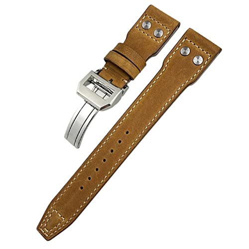 Bracelet de montre en cuir véritable 21mm rivets pour montre pilote IWC IW3777