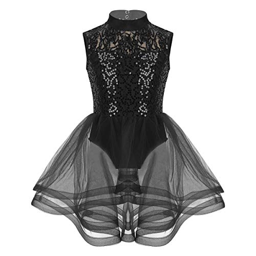 iiniim Vestido de Patinaje para Niña Maillot Lentejuelas con Falda Tutu Princesa...