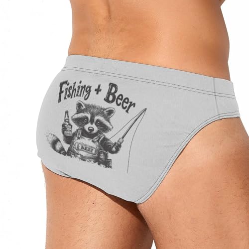 Fishing Beer Raccoon Mens Swim Briefs Quick Dry Triangle Trunks Swimsuit Swimming Bikini Swimwear3