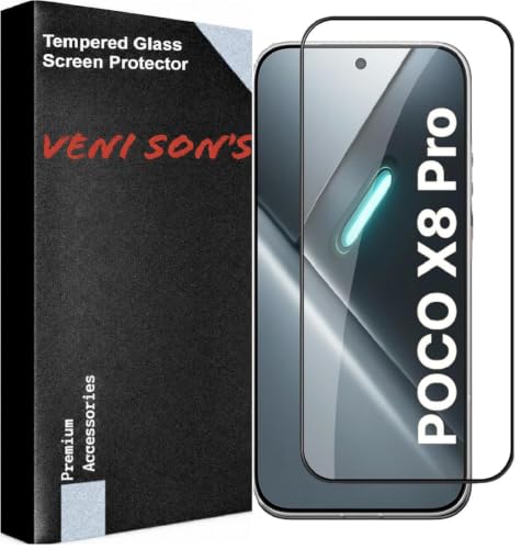 Image of VENI SON'S Scratch And Tear Resistant, Crystal Clear Edge to Edge Tempered Glass Screen Protector Guard Compatible With Poco X8 Pro
