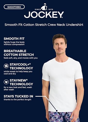 Jockey Men's Undershirt Smooth Fit Cotton Stretch Crew Neck Undershirt - 3 Pack4