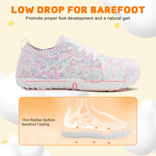 JOINFREE Kids Barefoot Shoes Girls Wide Slip On Shoes Big Kids Breathable Anti-Slip Hiking Sneakers Zero Drop Toddler Walking Climbing Shoe Indoor Outdoor Size 12