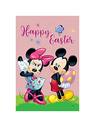 Flagology.com, Disney, Mickey Mouse & Minnie Mouse, Happy Easter Mickey & Minnie, Easter, Outdoor/Indoor, Printed on Both Sides, Spring, Officially Licensed Disney (12.5" x 18")