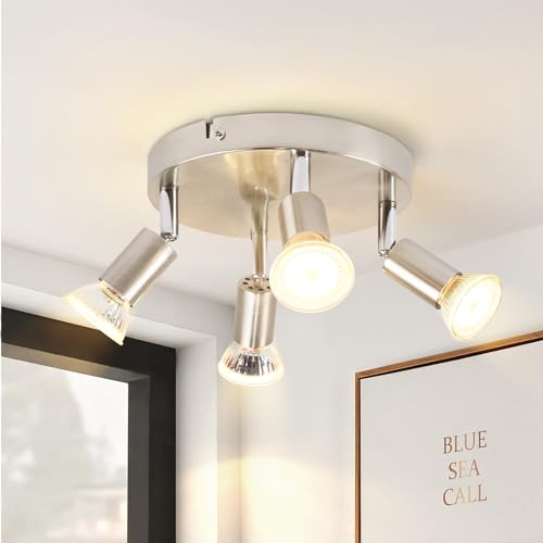 Spot de plafond LED 4 spots chrome pour luminaire salon et cuisine moderne