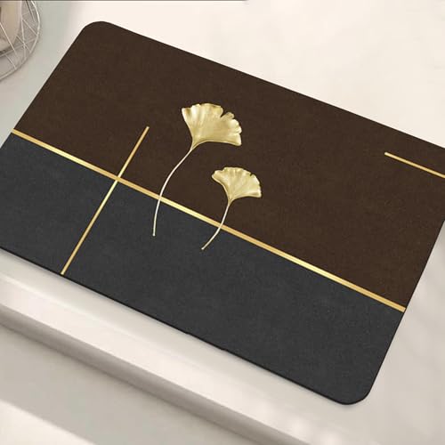 Image of Yellow Weaves 3 Pcs Anti Slip Water Soaking Floor Mat, Water Absorbent Non Slip Bath Mat, Quick Dry Mat for Bathroom, Door Mat for Home, Kitchen, Office, Kitchen (Dual Tone Leaf)