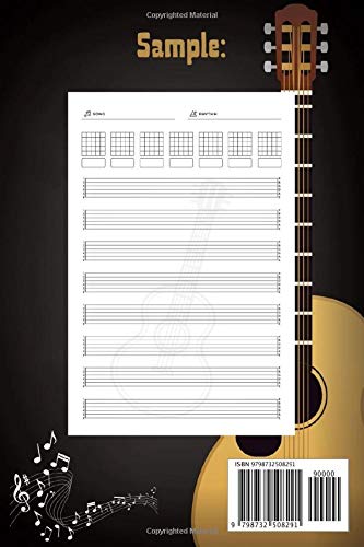 Guitar Tab Notebook: Blank 6 Strings Guitar Tablature Manuscript Paper with Chord Fingering Charts & Diagrams | Wide Staff Music Sheet Book | Unique ... Gifts for Guitarists Men, Women, Teens & Kids image 3