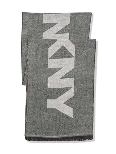 DKNY womens Animal Print Scarf With Logo and Eyelash Fringe2