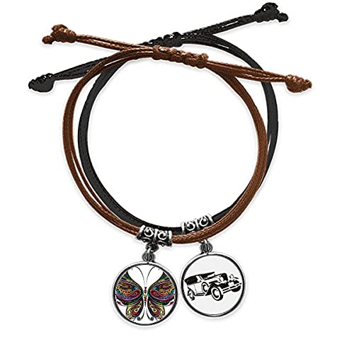 Bracelet ailes de papillon coloré de fabrication artisanale en cuir premium