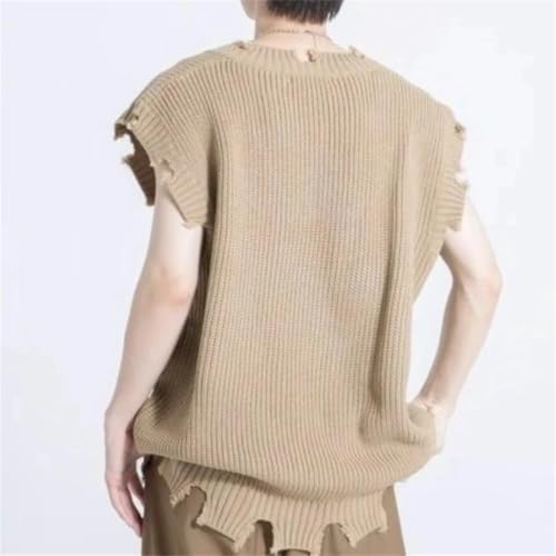 Dndrdhfb Men's Y2k Vest V-Neck Solid Color Casual Retro Sweater Vest4