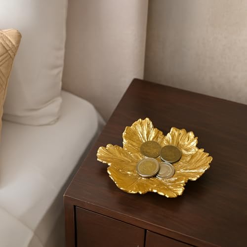 Image of MARKET 99 Glossy Golden Aluminium Decorative Dish (Set of 1) | Embossed Accent Platter for Dining Table, Living Room & Center Table | Designer Tray for Festive Gifting, Home Decor & Stylish Display