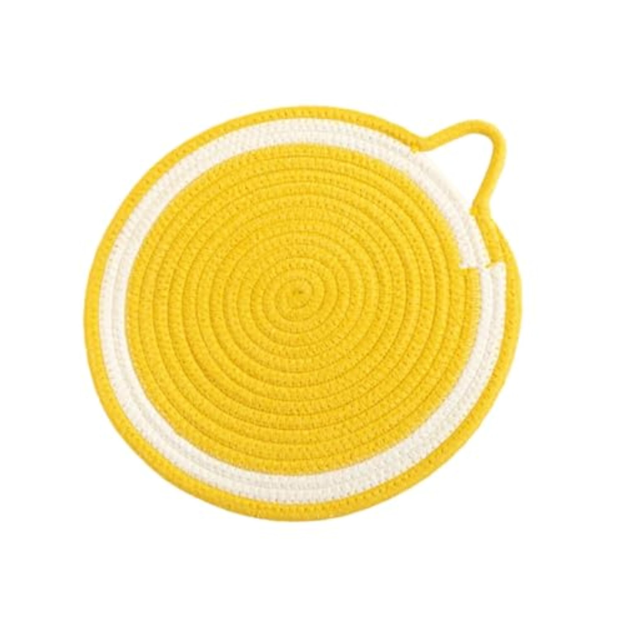 Lemon Round Placemat, Rustic Woven for Dining Countertop